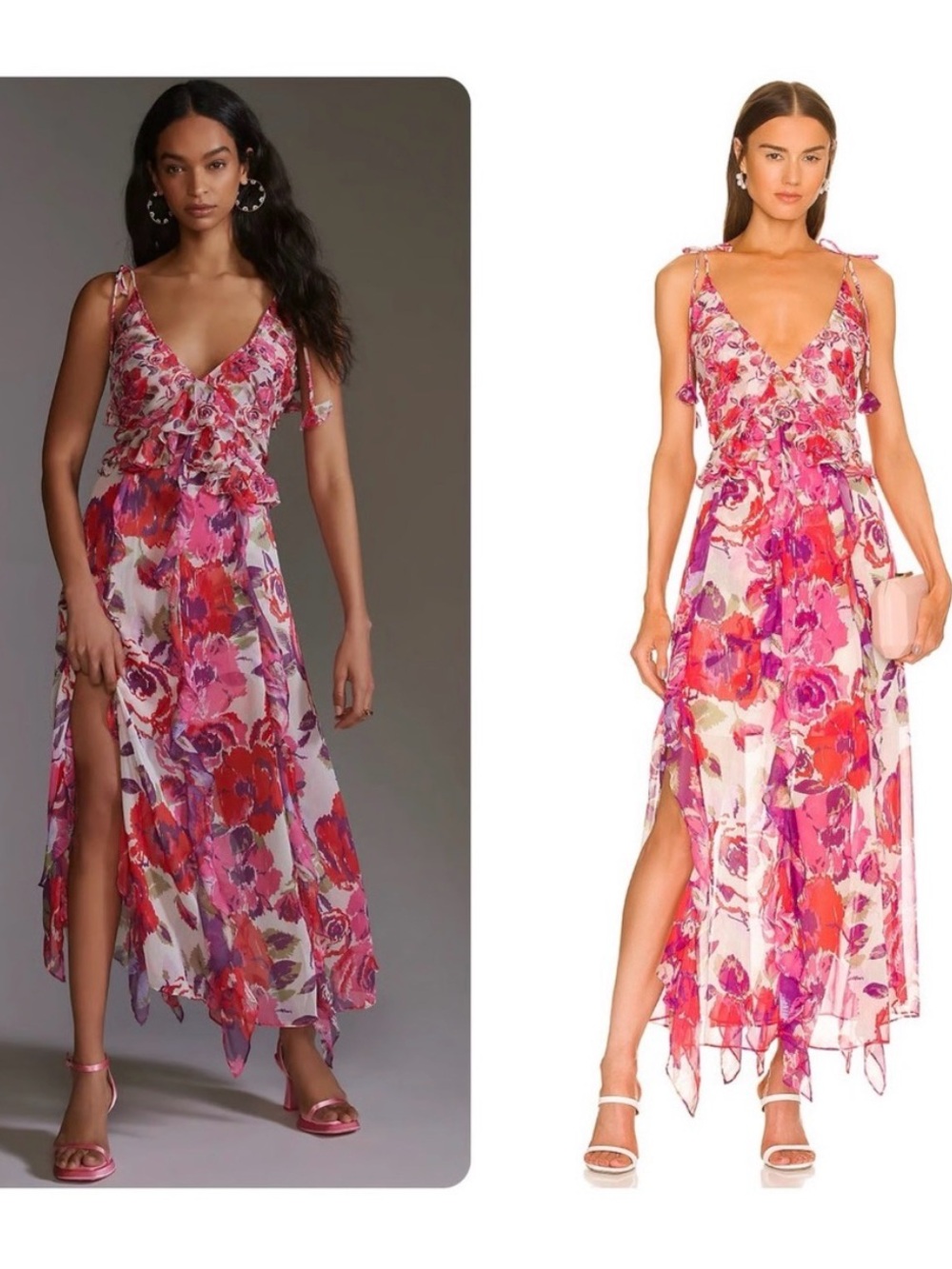 Misa Los Angeles Pink & Red Floral Tie-Shoulder Maxi Dress - Picture 8 of 8